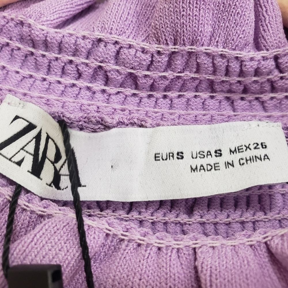 Zara Elastic Trim Puff Sleeve Knit Blouse - Picture 8 of 9
